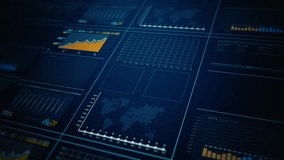 Advanced data analytics dashboard display. Business and financial investment. HUD infographic of financial. Information reports of business strategy for investment. Technology data analysis. - Powered by Shutterstock - Get 15% off with code: PIKWIZARD15