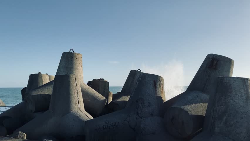 A large breakwater is used to minimize high waves from the sea.