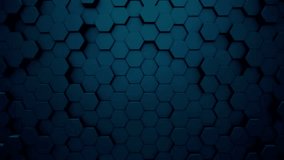 Moving hexagons and opening light on background backdrop. Simple elegant universal minimal 3d wallpaper BG abstract geometric hexagonal