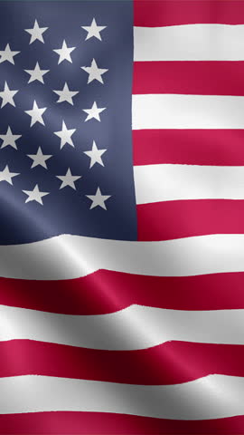 United States flag waving animation, vertical video, seamless loop animated, official colors (portrait).