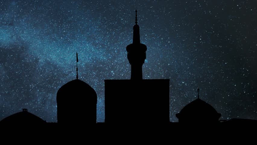 Azadi tower in Tehran, Iran: Time Lapse by Night with Stars and Milky Way in Background