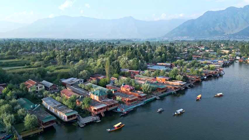 Srinagar, Dal Lake from drone, Jammu and Kashmir, India from the air