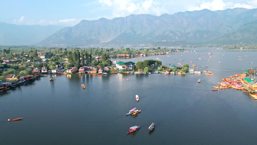 Srinagar, Dal Lake from drone, Jammu and Kashmir, India from the air