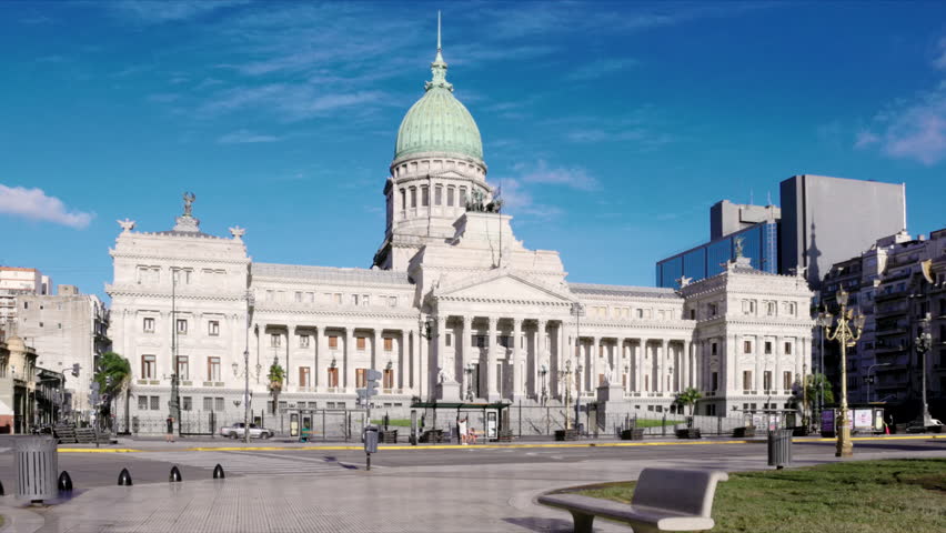 a morning shot of the front of the historic palace of the argentine national congress in buenos aires, argentina
