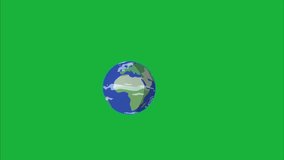 An animated loop depicting a cartoon planet on a green screen background. The continuous animation offers a playful and customizable scene, perfect for space-themed projects or educational content