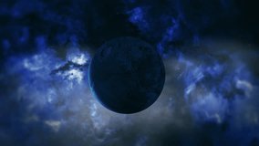 Space scence abstract dark blue Alien planet exploration through outer space towards in the cloud galaxy abstract sci fi universe background. Animation of flying through glowing nebulae - Powered by Shutterstock - Get 15% off with code: PIKWIZARD15