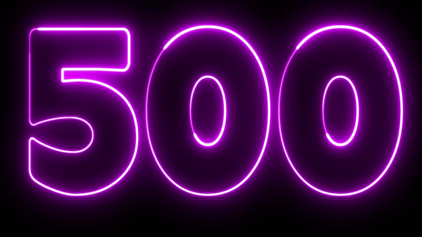 500 number text font with neon light. Luminous and shimmering haze inside the letters of the text 
five hundred. 500 number neon sign. Royalty-Free Stock Footage #3496429875
