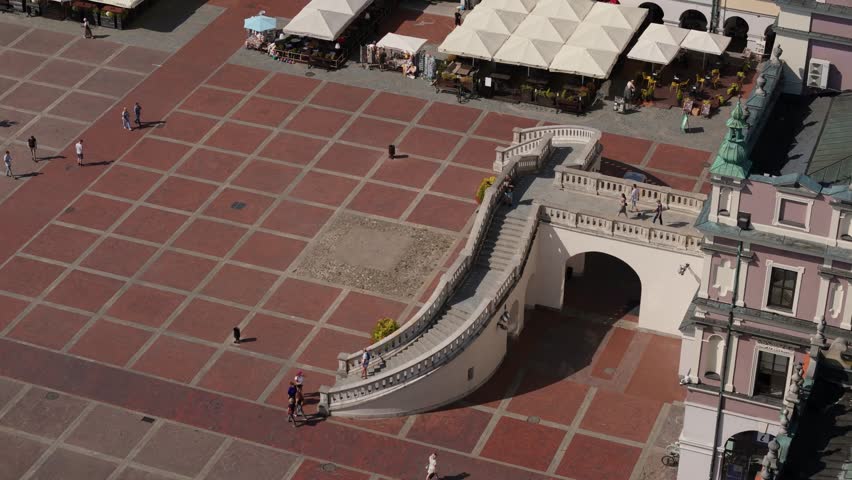 Beautiful Landscape Old Town Market Square Zamosc Aerial View Poland