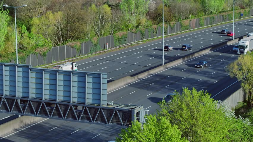 M25 Motorway The London Orbital Aerial View Royalty-Free Stock Footage #3496595243