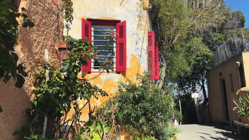Tourist pov of Acropolis sightseeing Anafiotika neighborhood in the old town of Athens, Greece.