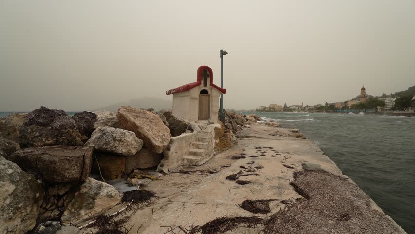windy weather on the shore of Zakynthos