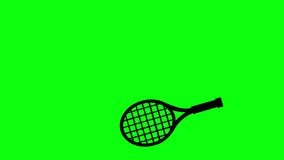 video animation icon racket hitting tennis ball sport, on a green chroma key background
