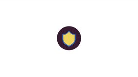 Security shield line 2D icon animation. Cybersecurity protection flat color cartoon 4K video, alpha channel. Firewall secure. Privacy policy. Check mark shield animated element on white background
