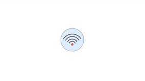 Wifi symbol in circle line 2D icon animation. Connection internet. Hotspot data transmission online flat color cartoon 4K video, alpha channel. Wireless network animated element on white background