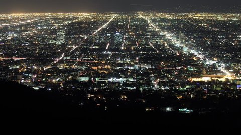 Time Lapse of Los Angeles at Night Showing Infinite Avenues and Boulevards