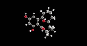 Zearalenone molecule, rotating 3D model of estrogenic metabolite, looped video on a black background