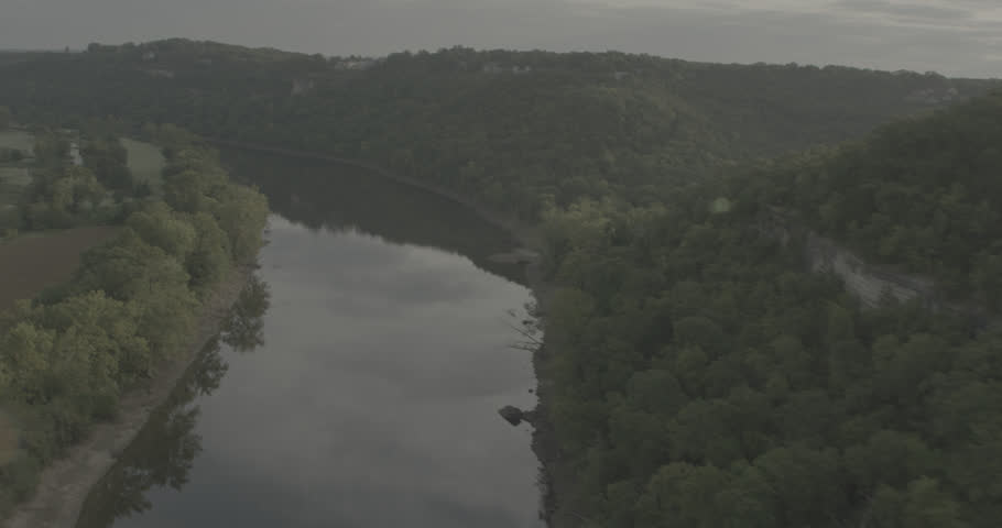 Aerial footage over Lake of the Ozarks; Day