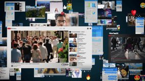 
Animated Background with Virtual Social Media Reality Interconnected by Internet Into Worldwide Web. Internet of Things Concept. Videos, Avatars, Emoji, Profiles. Metaverse. - Powered by Shutterstock - Get 15% off with code: PIKWIZARD15