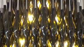 HD high quality video footage of a chandelier hand made out of empty wine bottles in a house in Stellenbosch area of Western Cape near Cape Town, South Africa