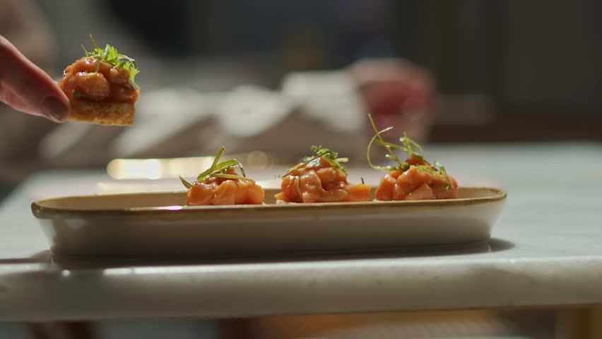 delicious food in fancy restaurant close up shot, insert shot