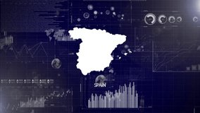 Spain Country Corporate Background With Abstract Elements Of Data analysis charts I Showcasing Data analysis technological Video with globe,Growth,Graphs,Statistic Data of Spain Country - Powered by Shutterstock - Get 15% off with code: PIKWIZARD15