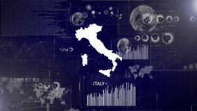 Italy Country Corporate Background With Abstract Elements Of Data analysis charts I Showcasing Data analysis technological Video with globe,Growth,Graphs,Statistic Data of Italy Country - Powered by Shutterstock - Get 15% off with code: PIKWIZARD15