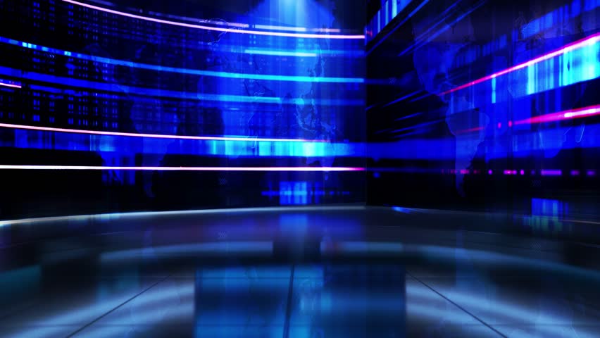 3D Virtual TV Studio News, Backdrop For TV Shows .TV On Wall.3D Virtual News Studio Background,3d illustration