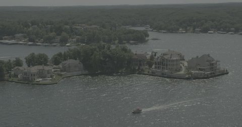 Aerial footage over Lake of the Ozarks; Day Stock Video