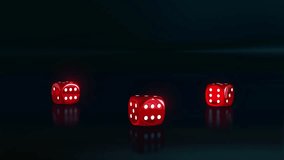 Three red dice rolling on the floor with black background and stop. 3D render 4k - Powered by Shutterstock - Get 15% off with code: PIKWIZARD15