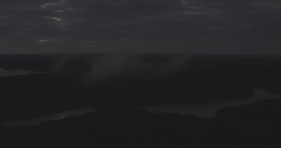 Aerial footage over Lake of the Ozarks; Night