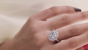 Diamond Ring on model hands with hard setup Jewelry ring video clip for commercial use