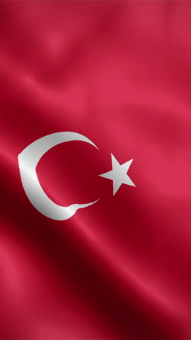 Türkiye Turkey flag waving animation, vertical video, seamless loop animated, official colors (portrait).