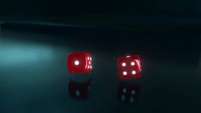Two red dice rolling on the floor with black background and stop. 3D render 4k - Powered by Shutterstock - Get 15% off with code: PIKWIZARD15