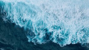Foam on Atlantic Ocean deep blue water waves aerial top down view, Powerful storm on the sea - Powered by Shutterstock - Get 15% off with code: PIKWIZARD15
