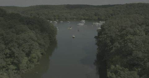 Aerial footage over Lake of the Ozarks; Day Stock Video