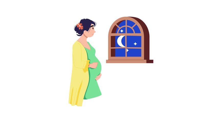 Premium flat animated illustration of pregnant mother 