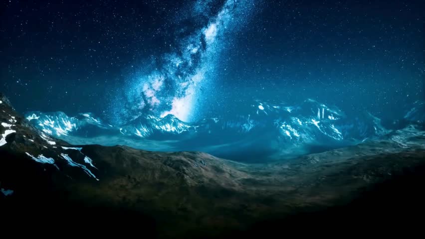 Milky Way Over The Mountain Peaks