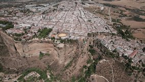 aerial panoramic view video of Ronda, Andalusia, Spain during sunny day