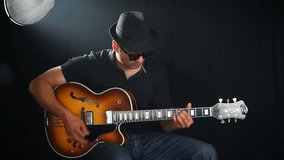 jazz guitarist filmed in studio