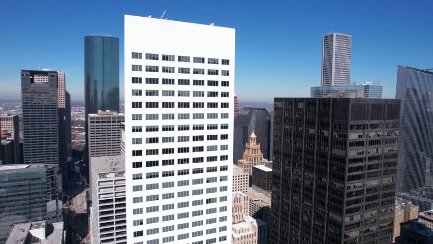 Downtown Houston TX USA Skyscrapers and Towers, Aerial View