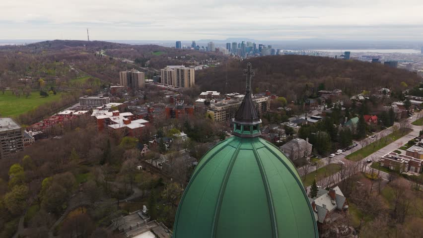 close up of old green dome of Saint Joseph