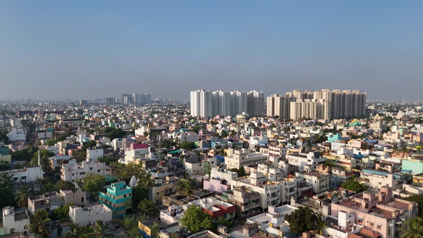 A captivating drone footage of Chennai, offering a bird