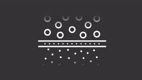 Osmosis white line animation. Water filter animated icon. Membrane liquid processing. Distillation process. Isolated illustration on dark background. Transition alpha video. Motion graphic