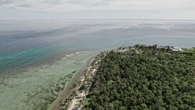 Aerial view of a Caribbean beach and coastal