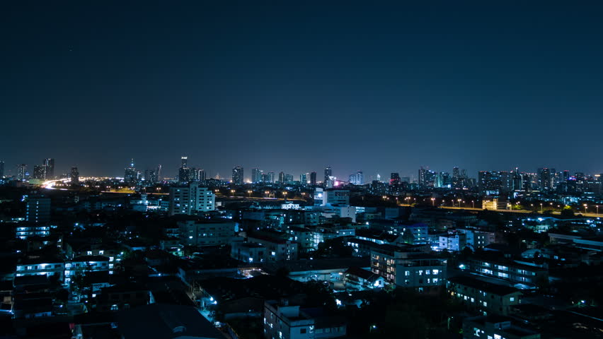 Night city lights, time lapse.