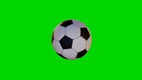 Classic soccer ball spinning on a green background 4K clip at 60fps for smooth motion with a green screen.