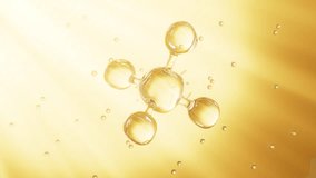 Golden molecular structure, skincare and biomedical concept, 3d rendering. Motion Graphic. - Powered by Shutterstock - Get 15% off with code: PIKWIZARD15