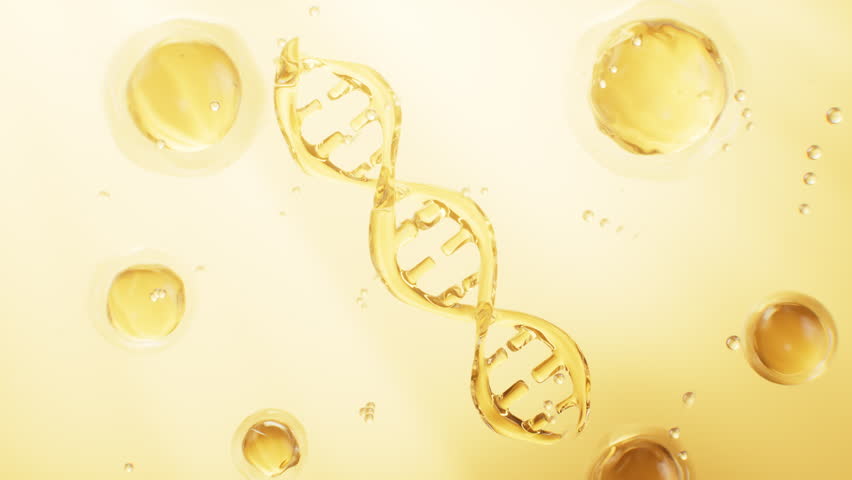 DNA and cells, skincare and biomedical concept, 3d rendering. Motion Graphic.