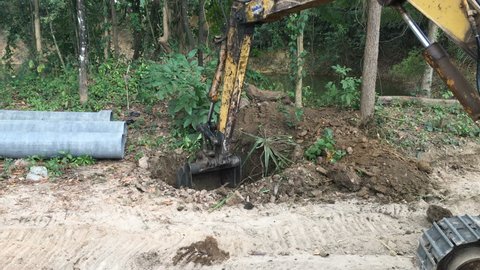 backhoe loader soil dig working in construction site