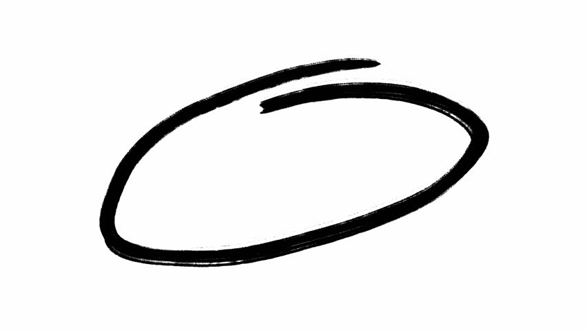 Animated hand drawn black circle against white background in loop stop motion animation. Scribble style ellipse may be used to highlight something important on websites or other digital platform